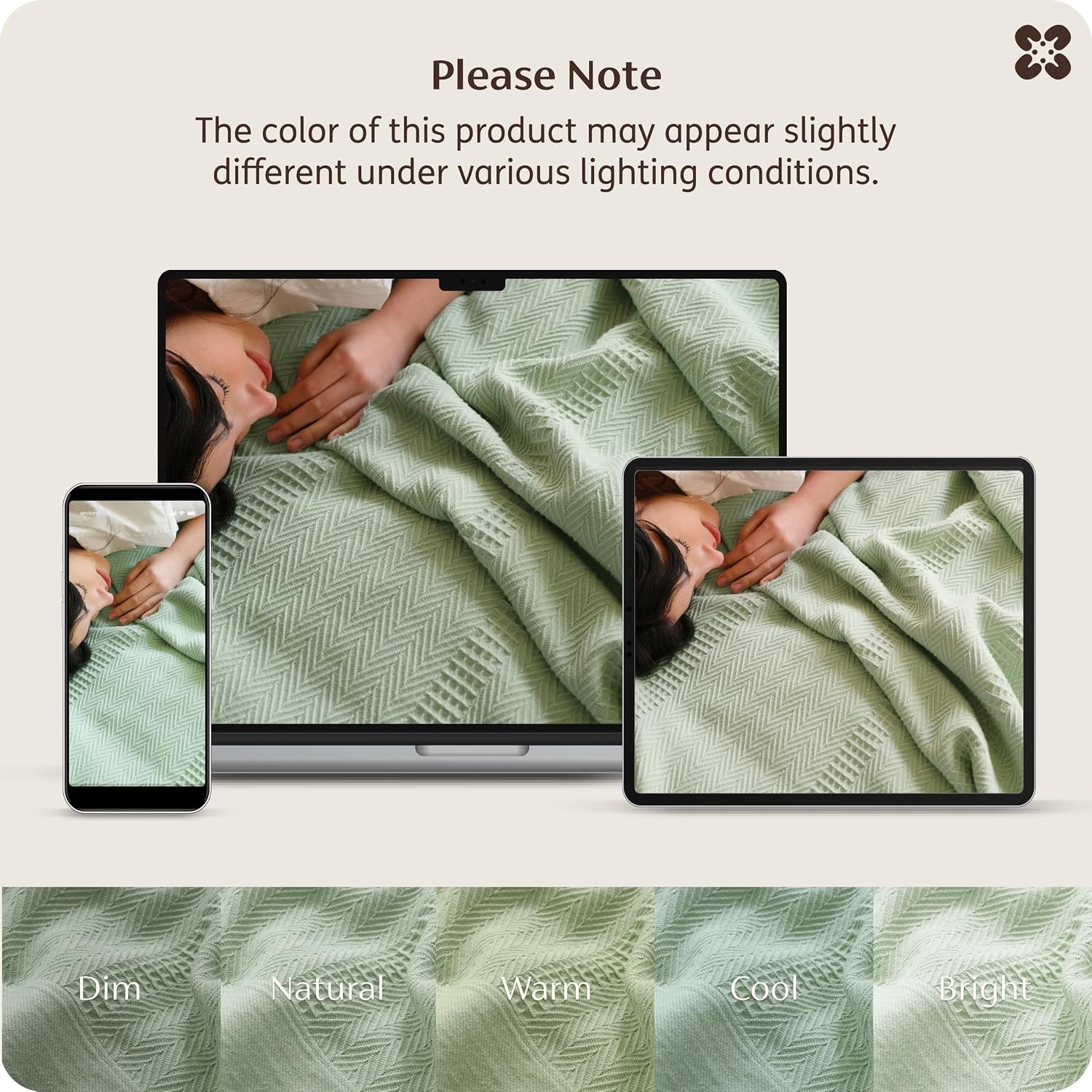 image:imageBedsure PureWoven 100 Organic Cotton Waffle Luxury Blanket Queen White GOTS Certified Organic Cotton Waffle amp Herringbone Textured Soft Breathable All Season Machine Washable Home Decor Gift04 Light Green