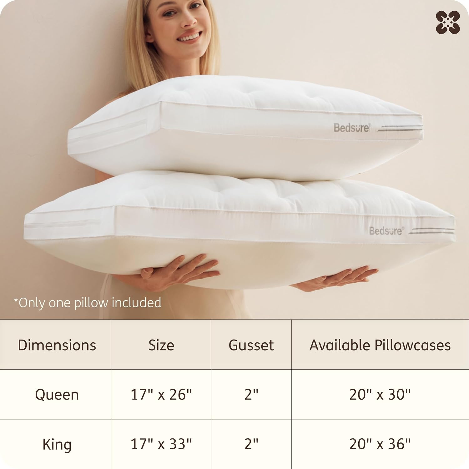 image:imageBedsure PureWoven Adjustable Pillow Queen for Back Stomach Side Sleepers CertiPURUS Memory Foam amp Down Alternative DualFill 100 Cotton Cover 3in1 357 Custom Height Pillow 26x171 PackWhite