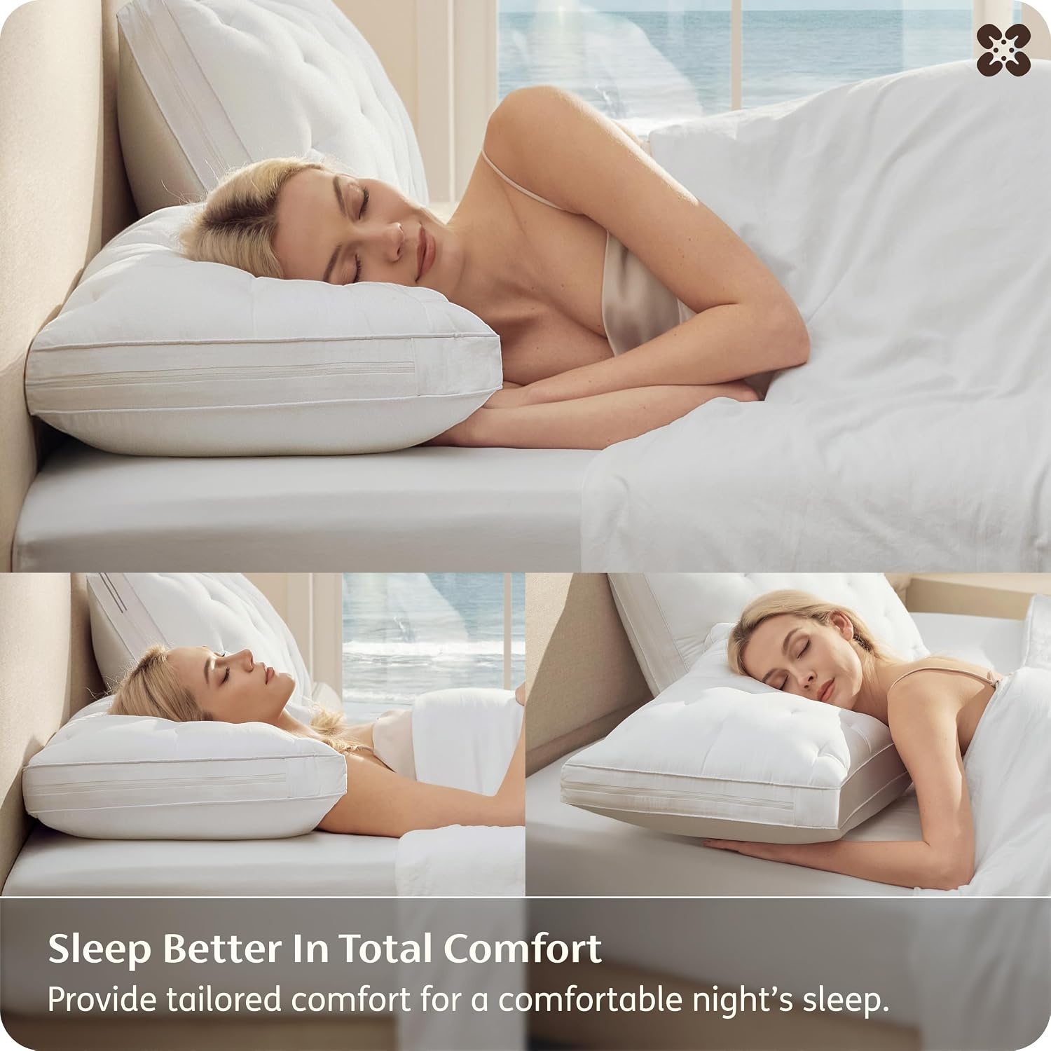image:imageBedsure PureWoven Adjustable Pillow Queen for Back Stomach Side Sleepers CertiPURUS Memory Foam amp Down Alternative DualFill 100 Cotton Cover 3in1 357 Custom Height Pillow 26x171 PackWhite