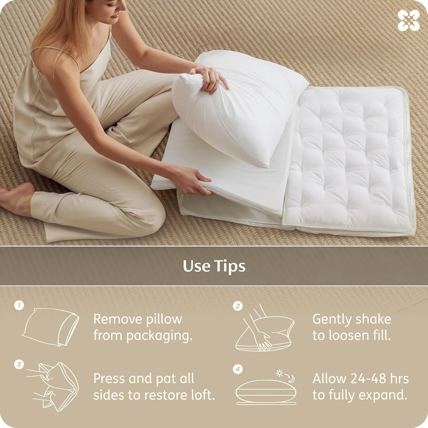 image:imageBedsure PureWoven Adjustable Pillow Queen for Back Stomach Side Sleepers CertiPURUS Memory Foam amp Down Alternative DualFill 100 Cotton Cover 3in1 357 Custom Height Pillow 26x171 PackWhite