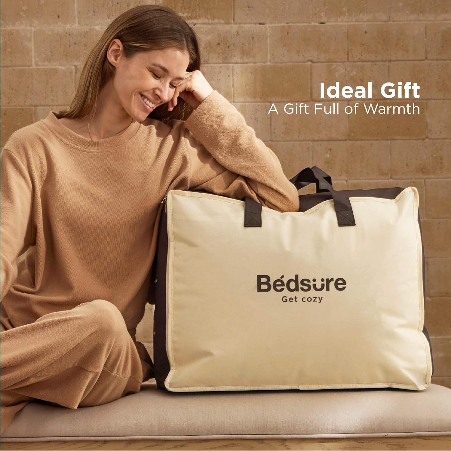 image:imageBedsure PureWoven Feather Down Comforter Queen Size All Season Duvet Downpass Certified Hotel Luxury Duvet Insert 8 Corner Tabs amp Storage Bag Soft Cotton Blend 90x90 Inches LightweightWhite Medium Weight