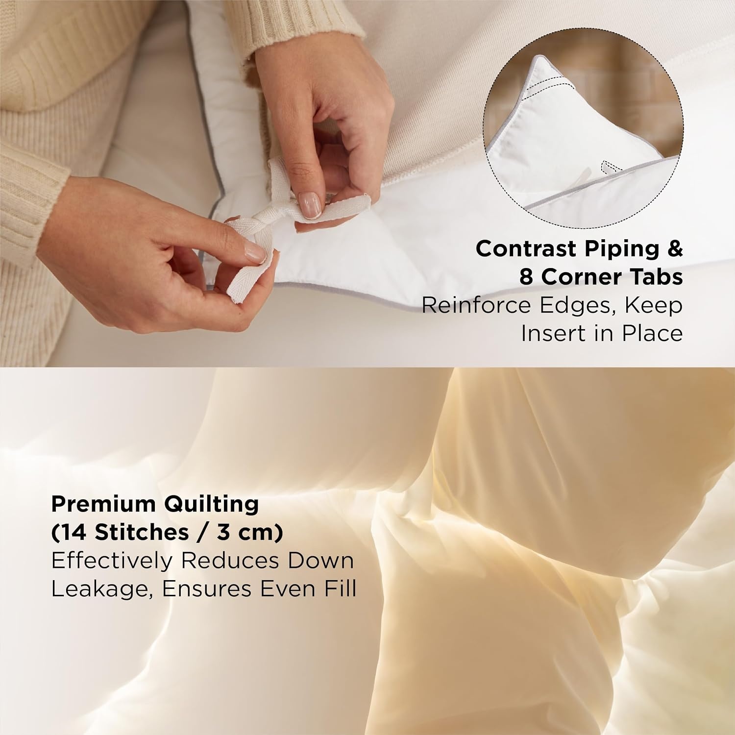 image:imageBedsure PureWoven Feather Down Comforter Queen Size All Season Duvet Downpass Certified Hotel Luxury Duvet Insert 8 Corner Tabs amp Storage Bag Soft Cotton Blend 90x90 Inches LightweightWhite Medium Weight