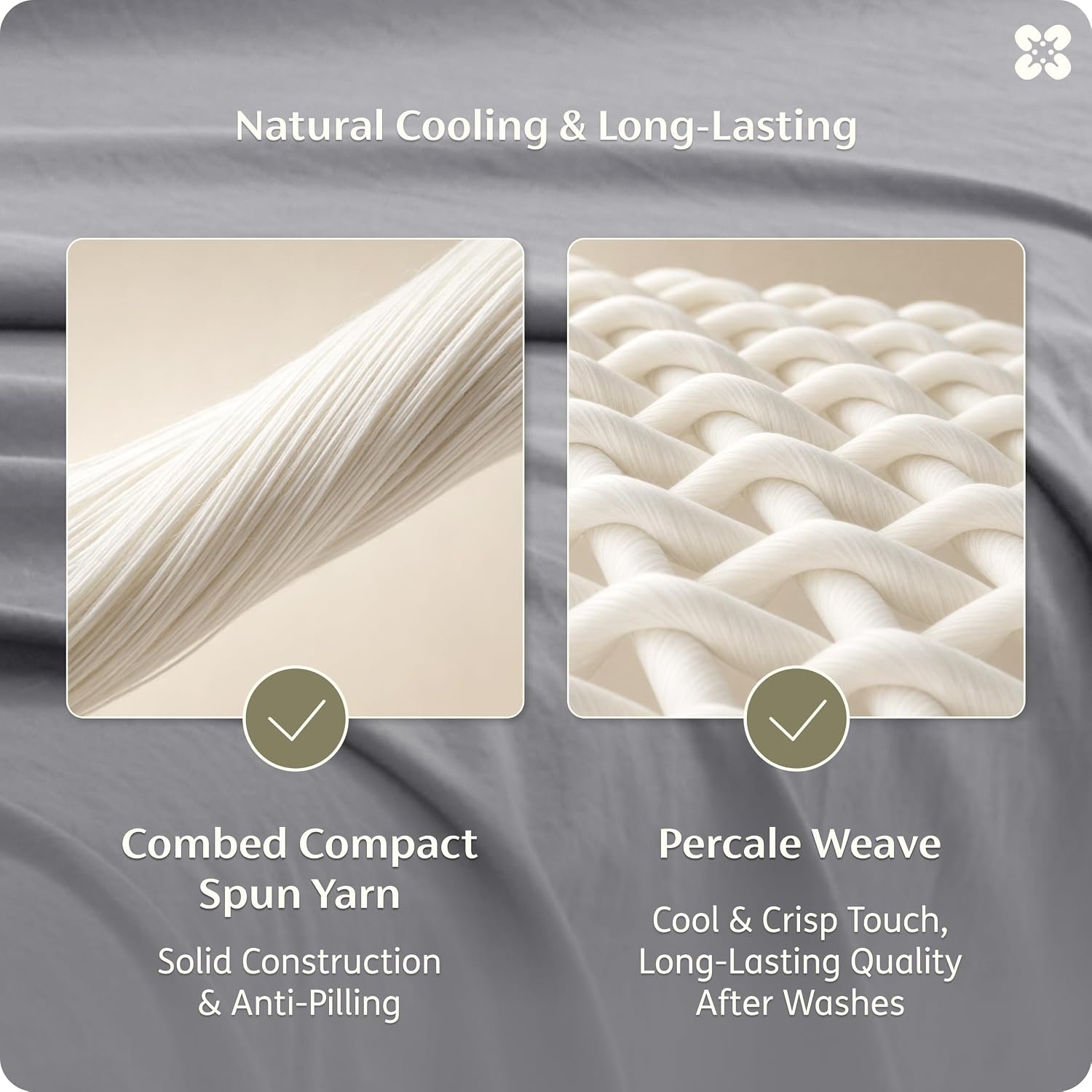image:imageBedsure PureWoven Gingham Sheets 100 Washed Cotton Queen Brown 6PCS LinenLike Percale Sheets Breathable amp Relaxed 18 Deep Pocket Rustic Minimalist Farmhouse Checkered YarnDyed PlaidGrey