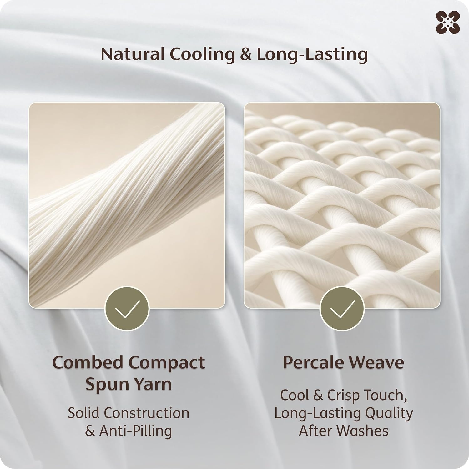 image:imageBedsure PureWoven Gingham Sheets 100 Washed Cotton Queen Brown 6PCS LinenLike Percale Sheets Breathable amp Relaxed 18 Deep Pocket Rustic Minimalist Farmhouse Checkered YarnDyed PlaidWhite