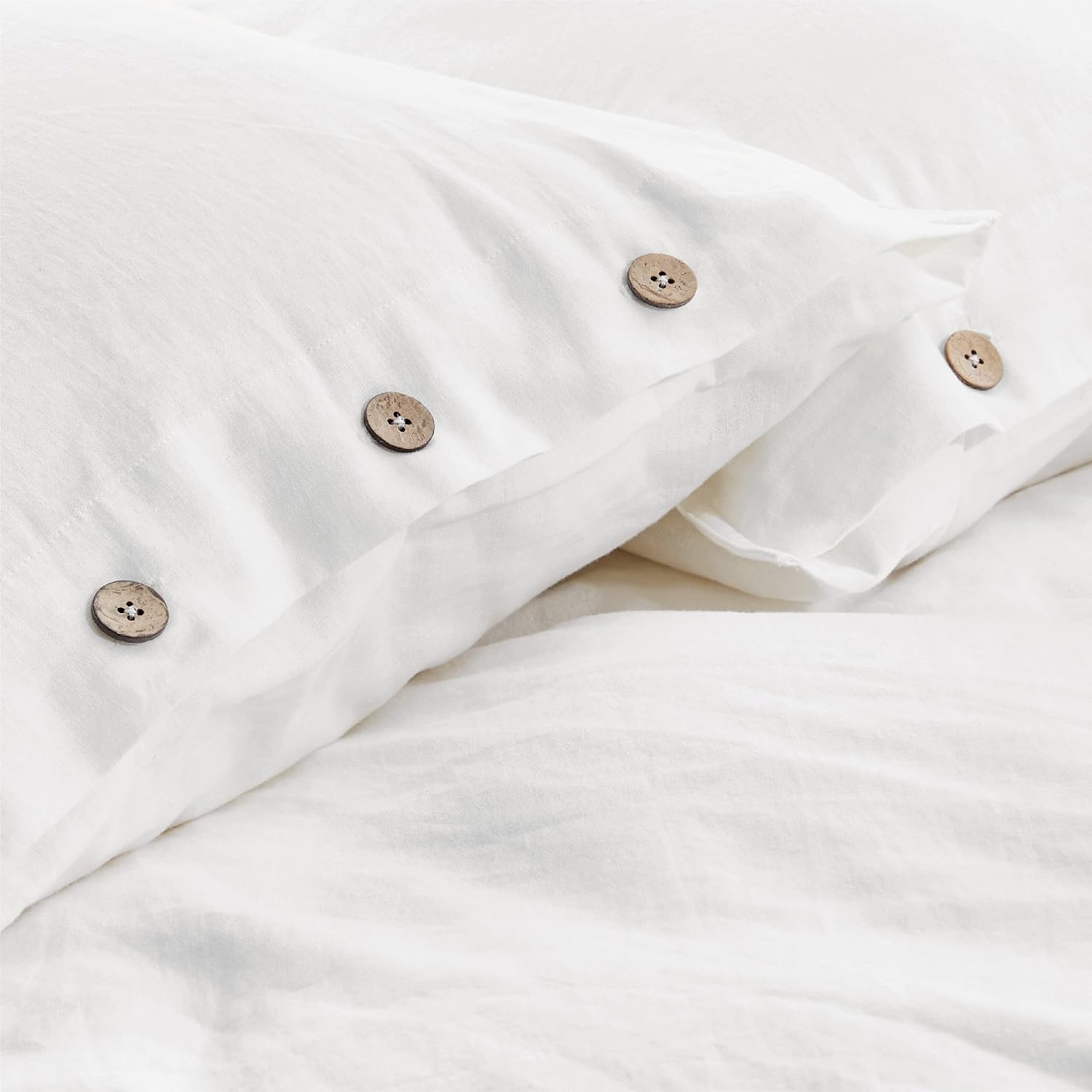 image:imageBedsure PureWoven Linen Duvet Cover Queen Linen Cotton Blend Natural PreWashed Cooling Duvet Cover for Hot Sleepers Breathable MoistureWicking Button Closure amp Corner Ties AllSeason06 Natural White Color No Comforter