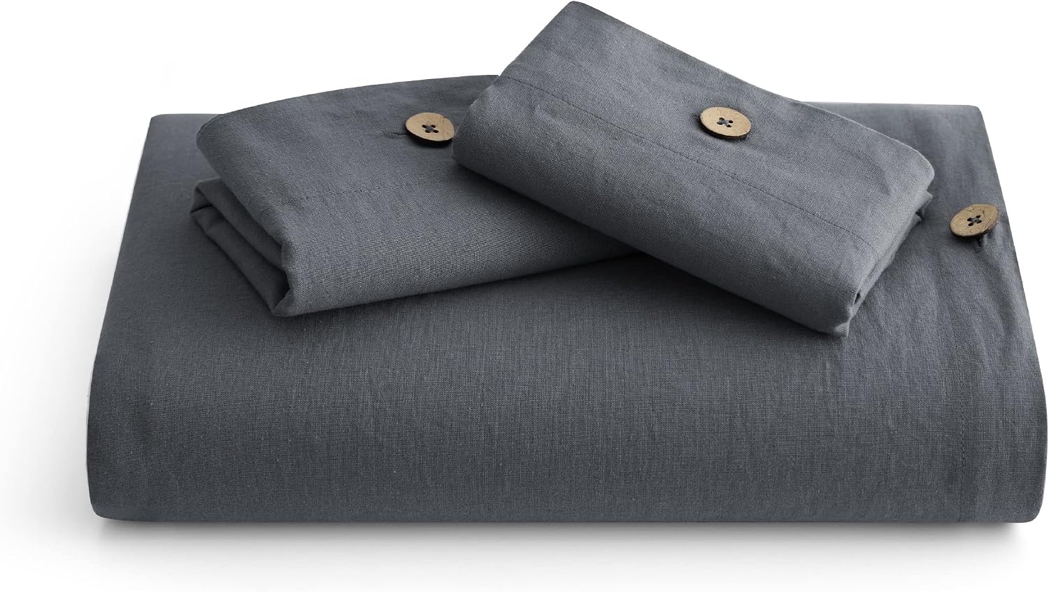 image:imageBedsure PureWoven Linen Duvet Cover Queen Linen Cotton Blend Natural PreWashed Cooling Duvet Cover for Hot Sleepers Breathable MoistureWicking Button Closure amp Corner Ties AllSeason09 Charcoal Grey No Comforter