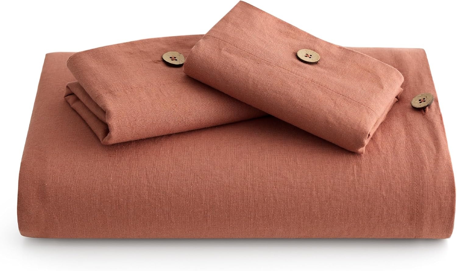 image:imageBedsure PureWoven Linen Duvet Cover Queen Linen Cotton Blend Natural PreWashed Cooling Duvet Cover for Hot Sleepers Breathable MoistureWicking Button Closure amp Corner Ties AllSeason08 Burnt Orange No Comforter