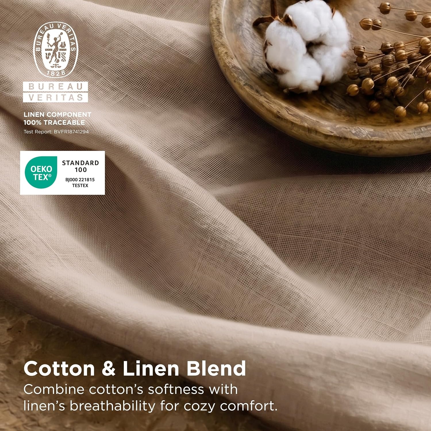 image:imageBedsure PureWoven Linen Duvet Cover Queen Linen Cotton Blend Natural PreWashed Cooling Duvet Cover for Hot Sleepers Breathable MoistureWicking Button Closure amp Corner Ties AllSeason04 Warm Tan No Comforter