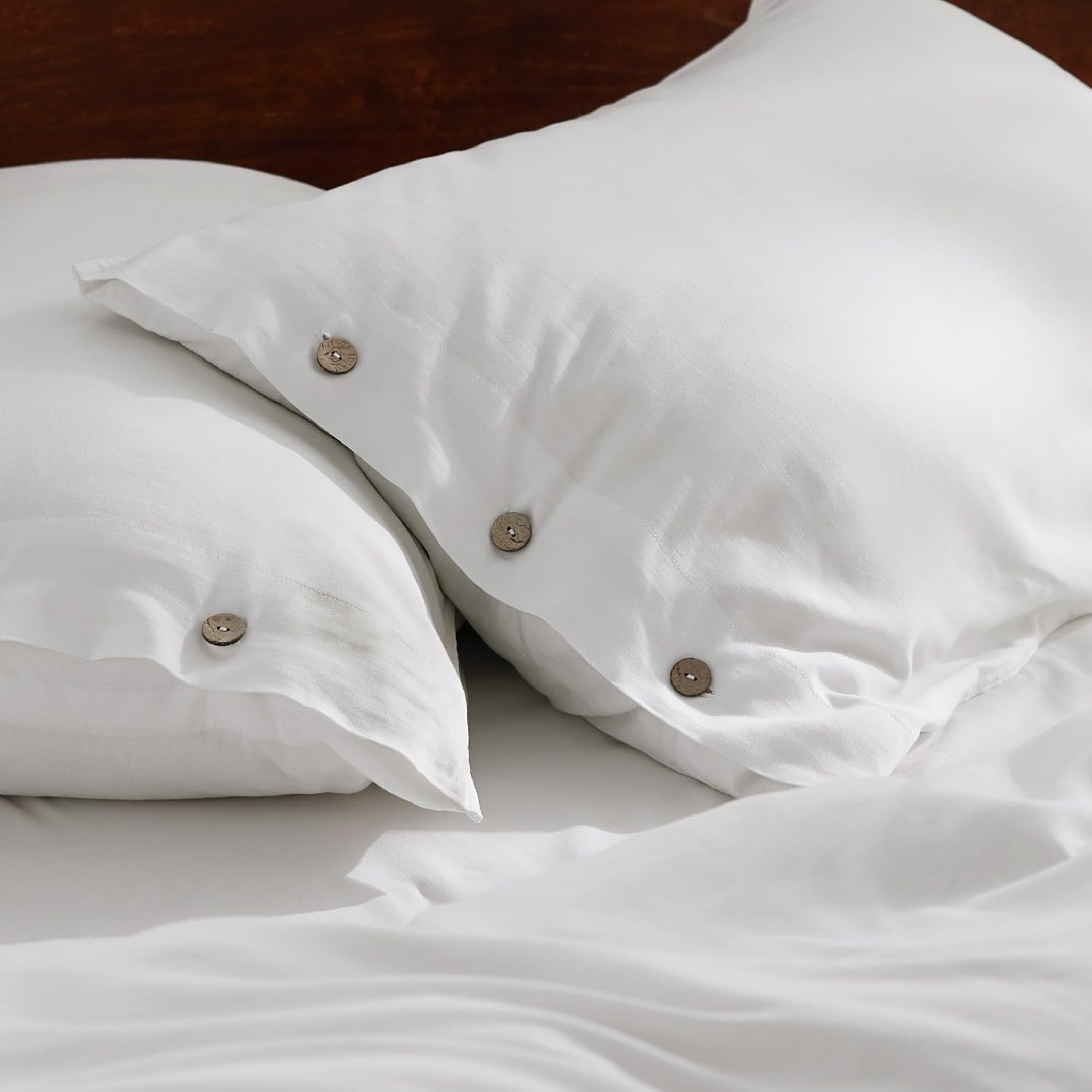 image:imageBedsure PureWoven Linen Duvet Cover Queen Linen Cotton Blend Natural PreWashed Cooling Duvet Cover for Hot Sleepers Breathable MoistureWicking Button Closure amp Corner Ties AllSeason03 White No Comforter