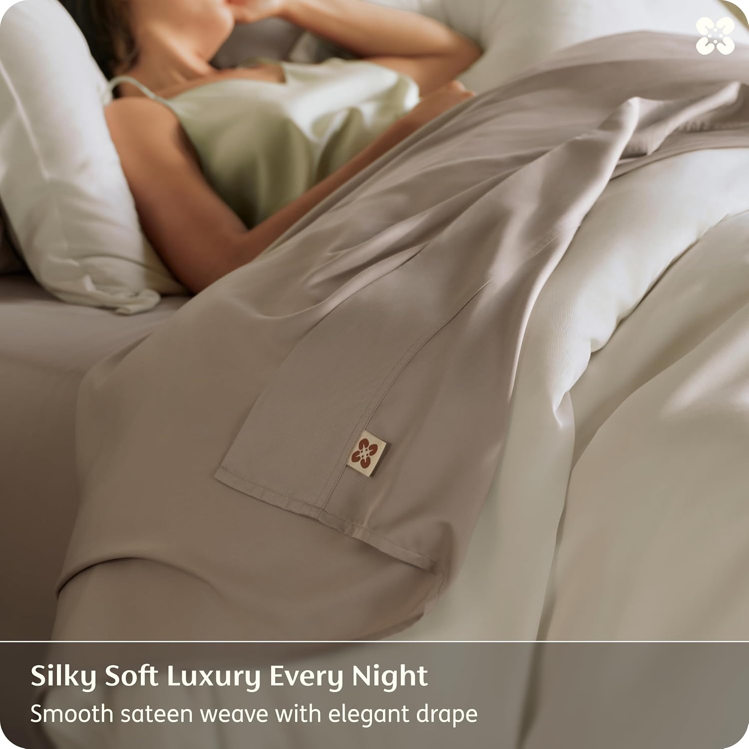 image:imageBedsure PureWoven Organically Grown Bamboo Viscose King Size Sheets Set Cooling Bed Sheets for Hot Sleepers 18 Deep Pocket with Corner Straps Luxury Silky Soft Breathable OCS amp OekoTex White03 Light Brown