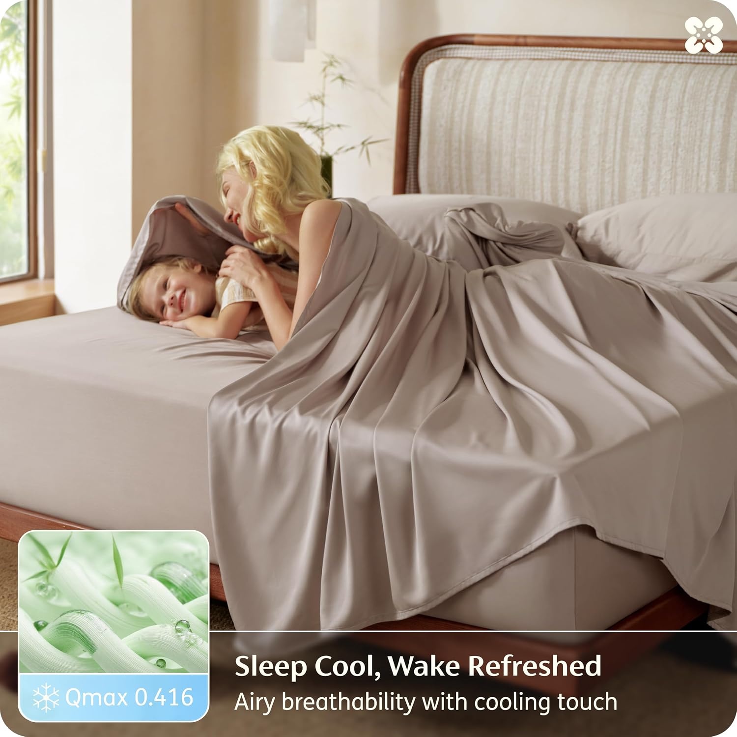 image:imageBedsure PureWoven Organically Grown Bamboo Viscose King Size Sheets Set Cooling Bed Sheets for Hot Sleepers 18 Deep Pocket with Corner Straps Luxury Silky Soft Breathable OCS amp OekoTex White03 Light Brown