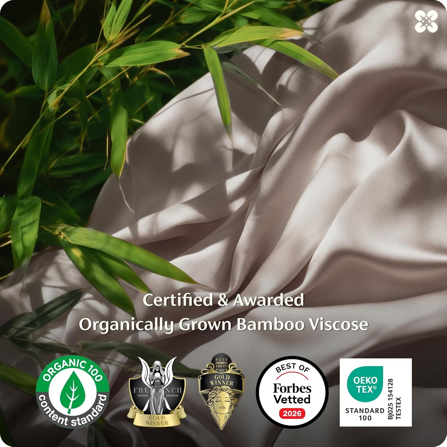 image:imageBedsure PureWoven Organically Grown Bamboo Viscose King Size Sheets Set Cooling Bed Sheets for Hot Sleepers 18 Deep Pocket with Corner Straps Luxury Silky Soft Breathable OCS amp OekoTex White03 Light Brown