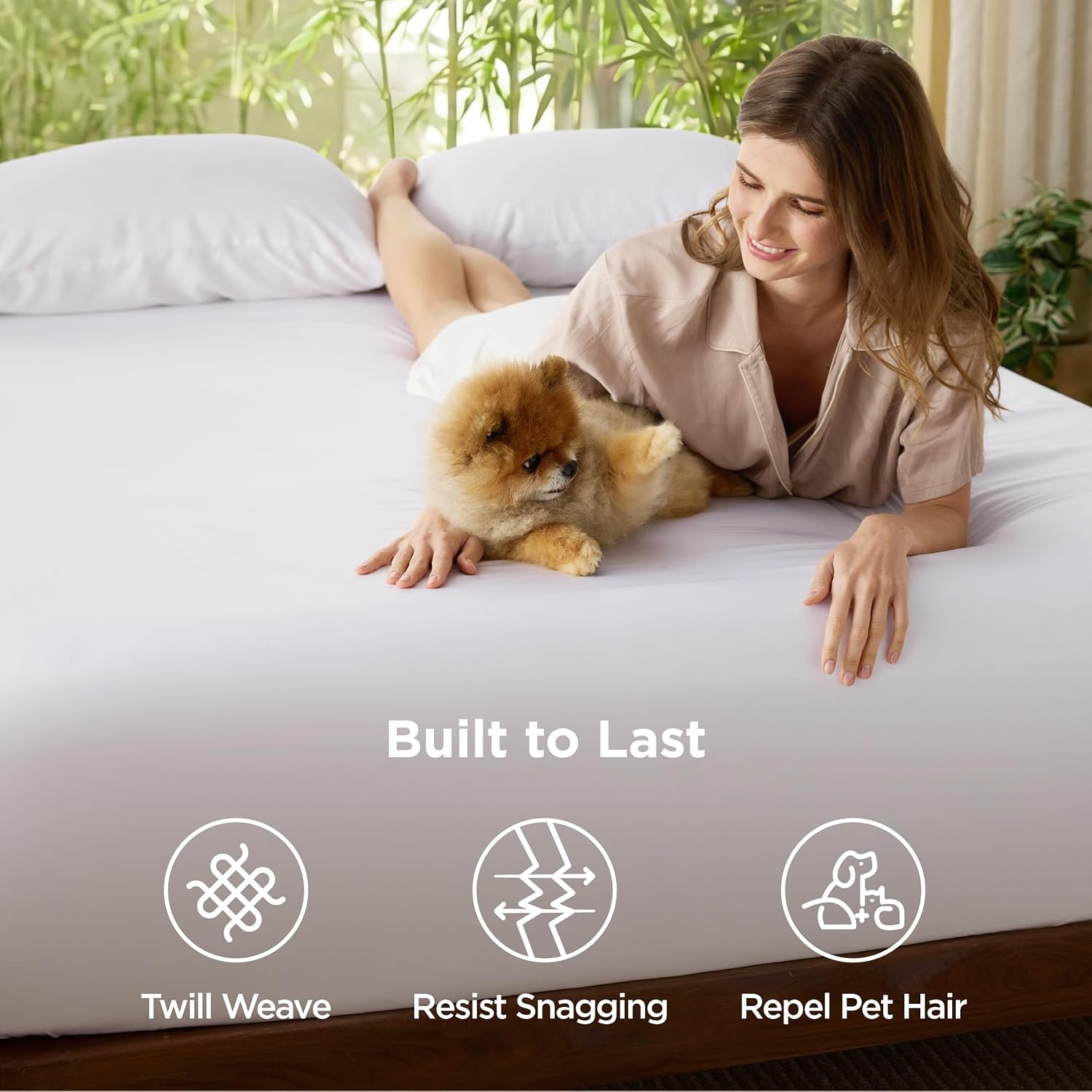 image:imageBedsure PureWoven Queen Fitted Sheet Qnly 100 Rayon Derived from Bamboo Cooling Bottom Sheet for Hot Sleepers Breathable amp Soft Deep Pocket Up to 18 Secure Elastic Corner Straps GreyWhite