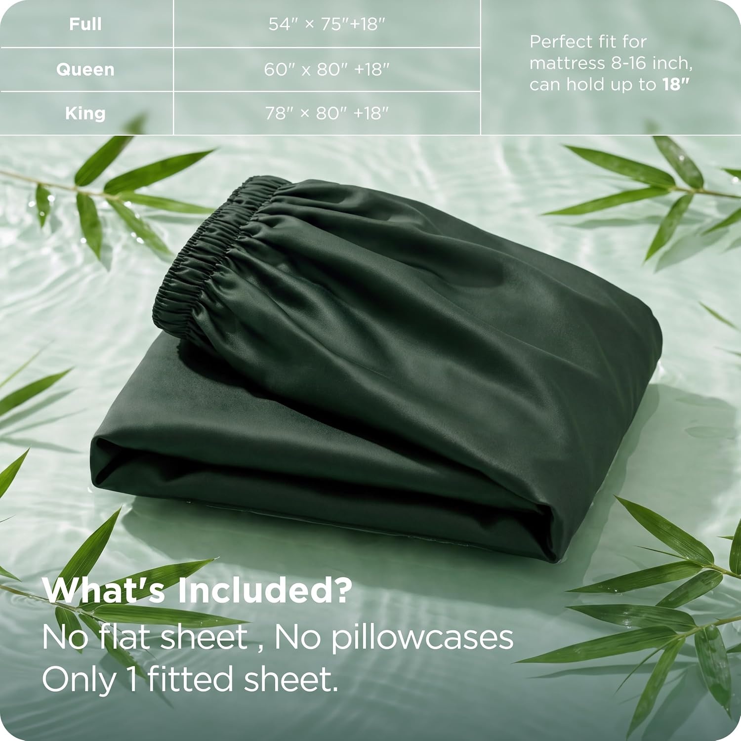 image:imageBedsure PureWoven Queen Fitted Sheet Qnly 100 Rayon Derived from Bamboo Cooling Bottom Sheet for Hot Sleepers Breathable amp Soft Deep Pocket Up to 18 Secure Elastic Corner Straps GreyOlive Green