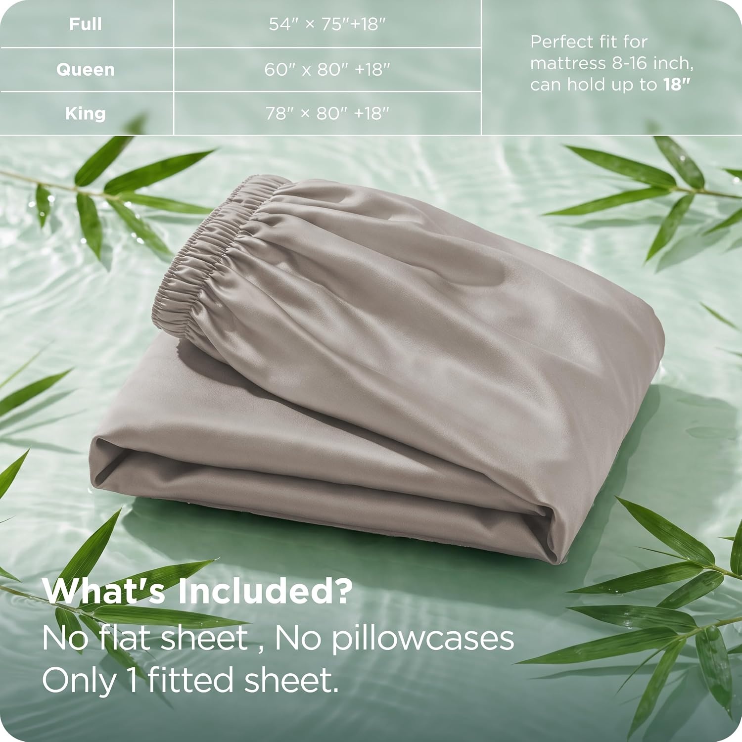 image:imageBedsure PureWoven Queen Fitted Sheet Qnly 100 Rayon Derived from Bamboo Cooling Bottom Sheet for Hot Sleepers Breathable amp Soft Deep Pocket Up to 18 Secure Elastic Corner Straps GreyTaupe