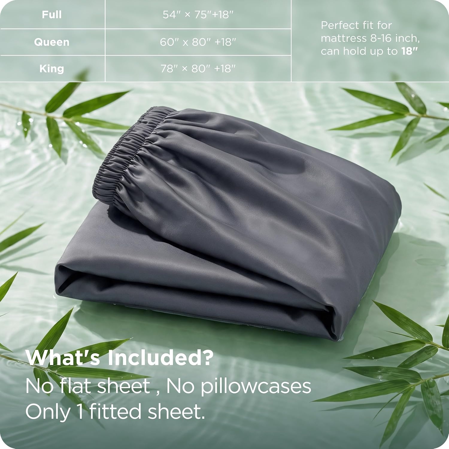 image:imageBedsure PureWoven Queen Fitted Sheet Qnly 100 Rayon Derived from Bamboo Cooling Bottom Sheet for Hot Sleepers Breathable amp Soft Deep Pocket Up to 18 Secure Elastic Corner Straps GreyGrey