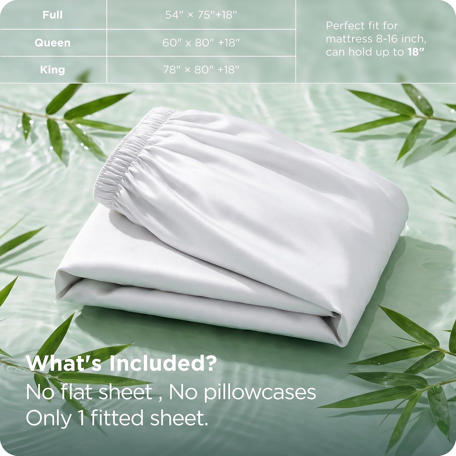 image:imageBedsure PureWoven Queen Fitted Sheet Qnly 100 Rayon Derived from Bamboo Cooling Bottom Sheet for Hot Sleepers Breathable amp Soft Deep Pocket Up to 18 Secure Elastic Corner Straps GreyWhite