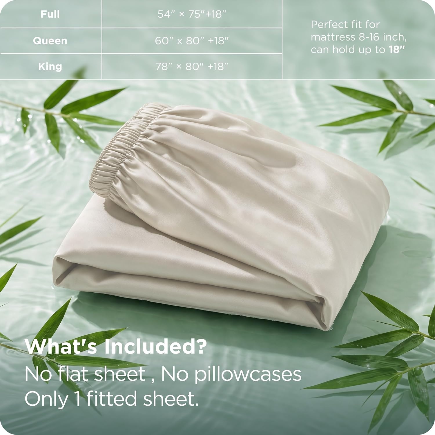 image:imageBedsure PureWoven Queen Fitted Sheet Qnly 100 Rayon Derived from Bamboo Cooling Bottom Sheet for Hot Sleepers Breathable amp Soft Deep Pocket Up to 18 Secure Elastic Corner Straps GreyBeige