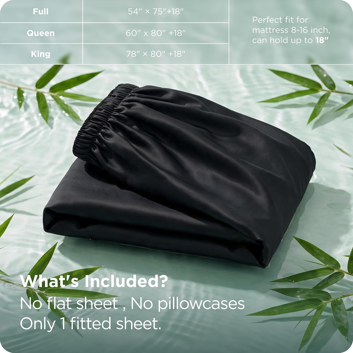 image:imageBedsure PureWoven Queen Fitted Sheet Qnly 100 Rayon Derived from Bamboo Cooling Bottom Sheet for Hot Sleepers Breathable amp Soft Deep Pocket Up to 18 Secure Elastic Corner Straps GreyBlack