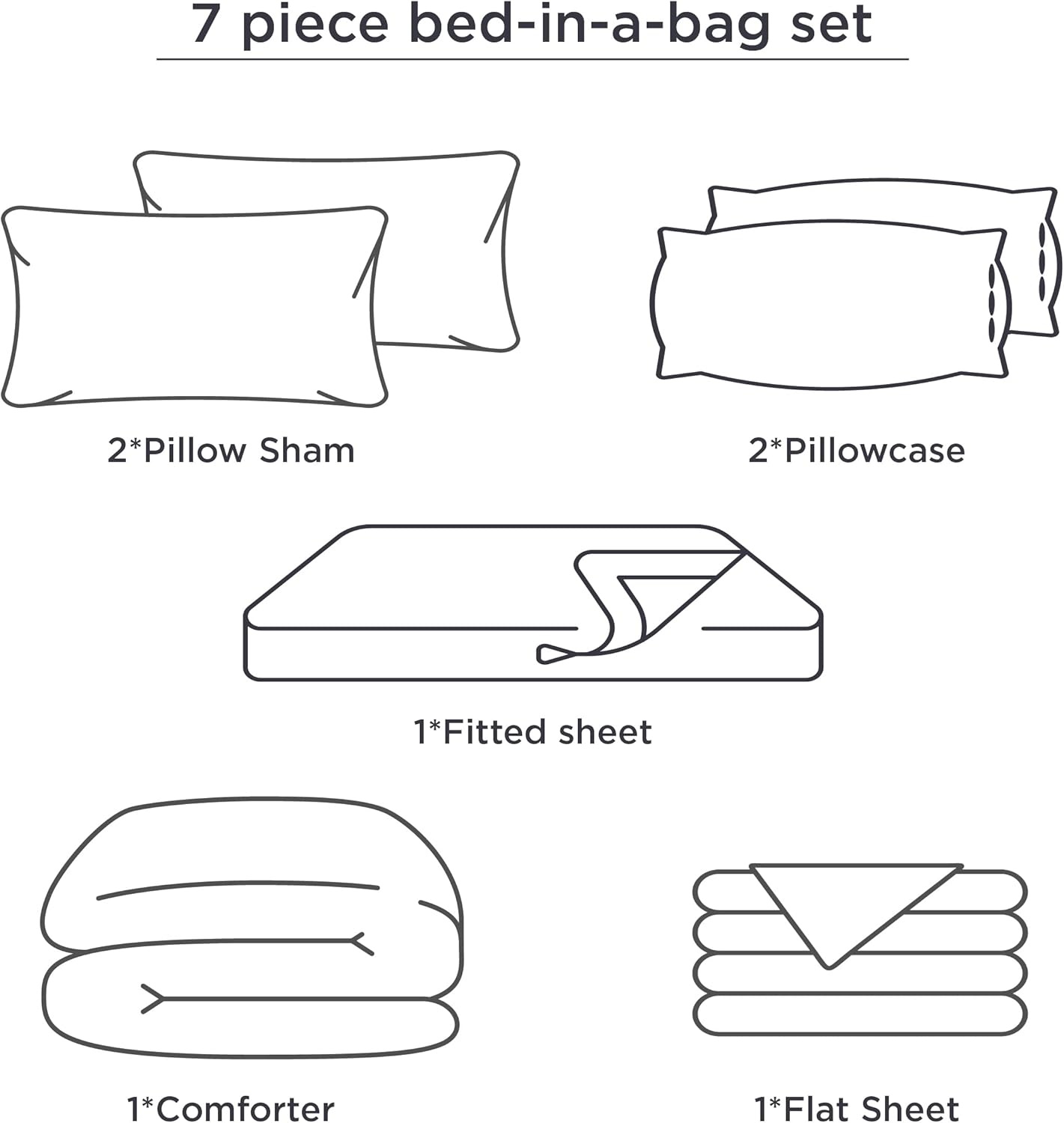 image:imageBedsure Queen Comforter Set 7 Pieces Grey Striped Bedding Set for All Seasons Reversible Cationic Dyeing Bed in a Bag with Comforter Sheets Pillowcases amp Shams09 Purple