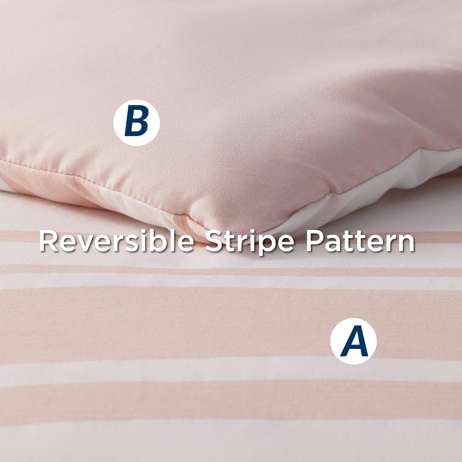 image:imageBedsure Queen Comforter Set 7 Pieces Grey Striped Bedding Set for All Seasons Reversible Cationic Dyeing Bed in a Bag with Comforter Sheets Pillowcases amp Shams15 Light Pink