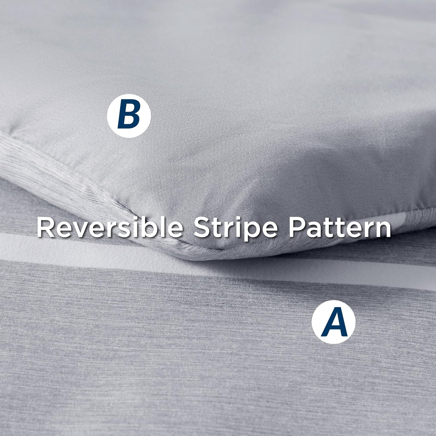image:imageBedsure Queen Comforter Set 7 Pieces Grey Striped Bedding Set for All Seasons Reversible Cationic Dyeing Bed in a Bag with Comforter Sheets Pillowcases amp Shams01 Grey
