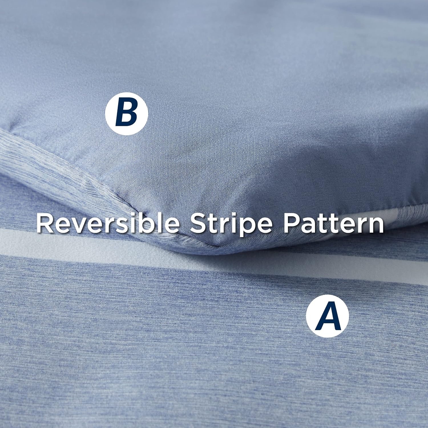 image:imageBedsure Queen Comforter Set 7 Pieces Grey Striped Bedding Set for All Seasons Reversible Cationic Dyeing Bed in a Bag with Comforter Sheets Pillowcases amp Shams02 Blue