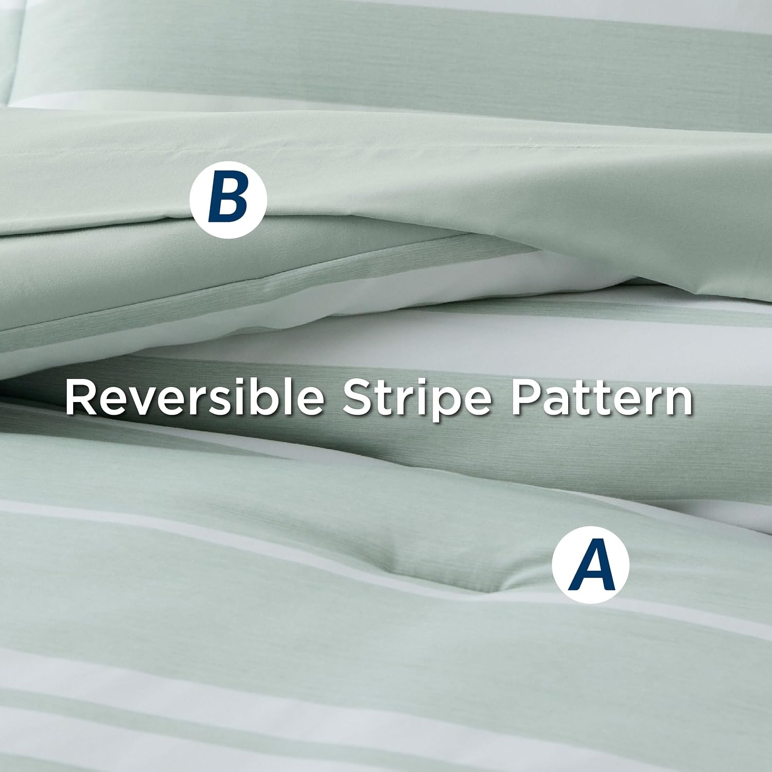 image:imageBedsure Queen Comforter Set 7 Pieces Grey Striped Bedding Set for All Seasons Reversible Cationic Dyeing Bed in a Bag with Comforter Sheets Pillowcases amp Shams03 Sage Green