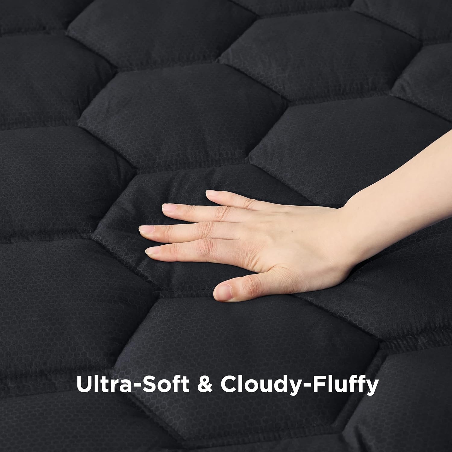 image:imageBedsure Queen Mattress Pad Quilted Fitted Mattress Topper Protector with 821 Inches Deep Pocket Noiseless Breathable Bed Cover Padded Machine Washable White 60x80 InchesBlack