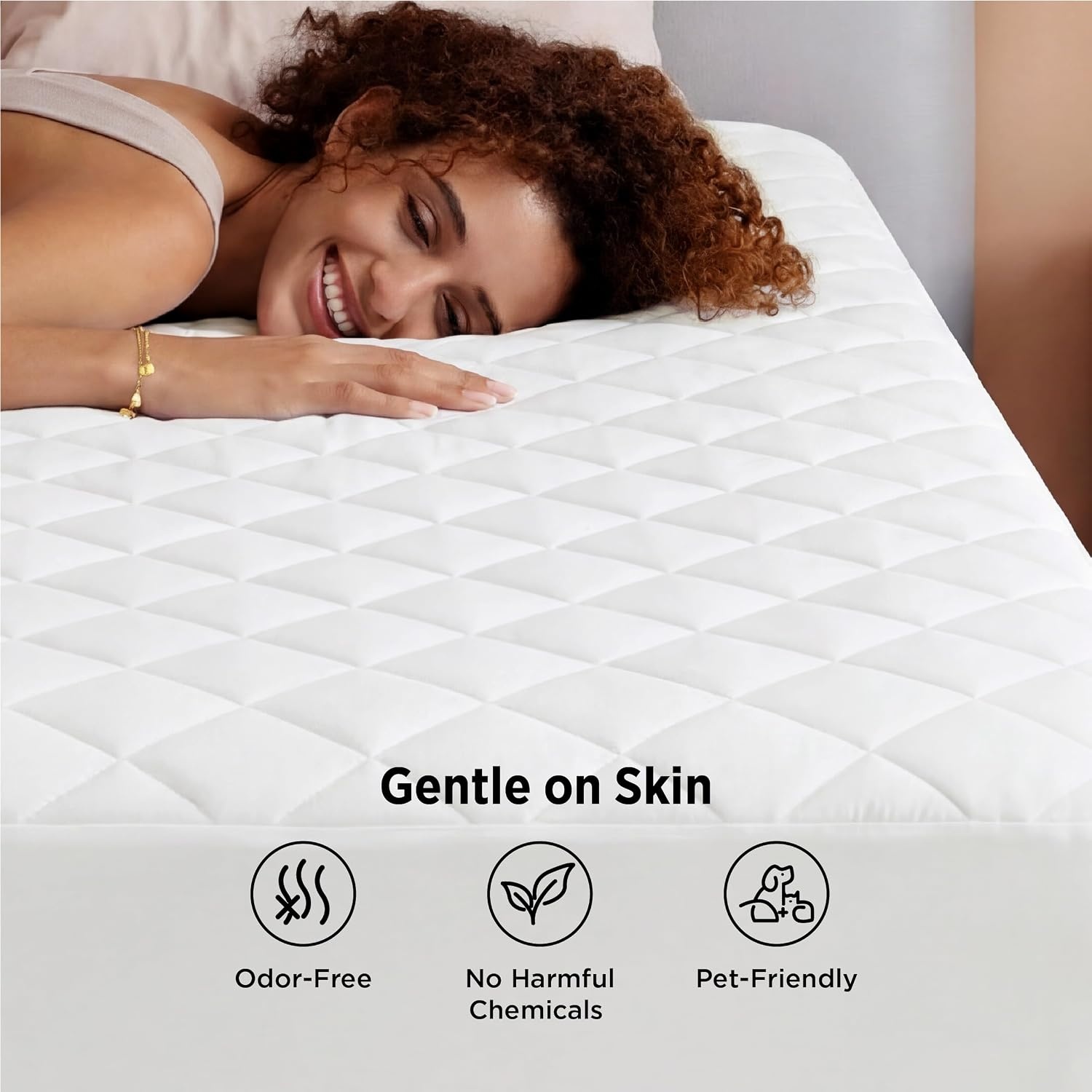 image:imageBedsure Queen Mattress Protector Quilted Waterproof Mattress Protector with Deep Pocket up to 22 Inches Soft Breathable Noiseless Bed Pad Topper Queen Bed Cover for Home Bedroom Hotel WhiteWhite