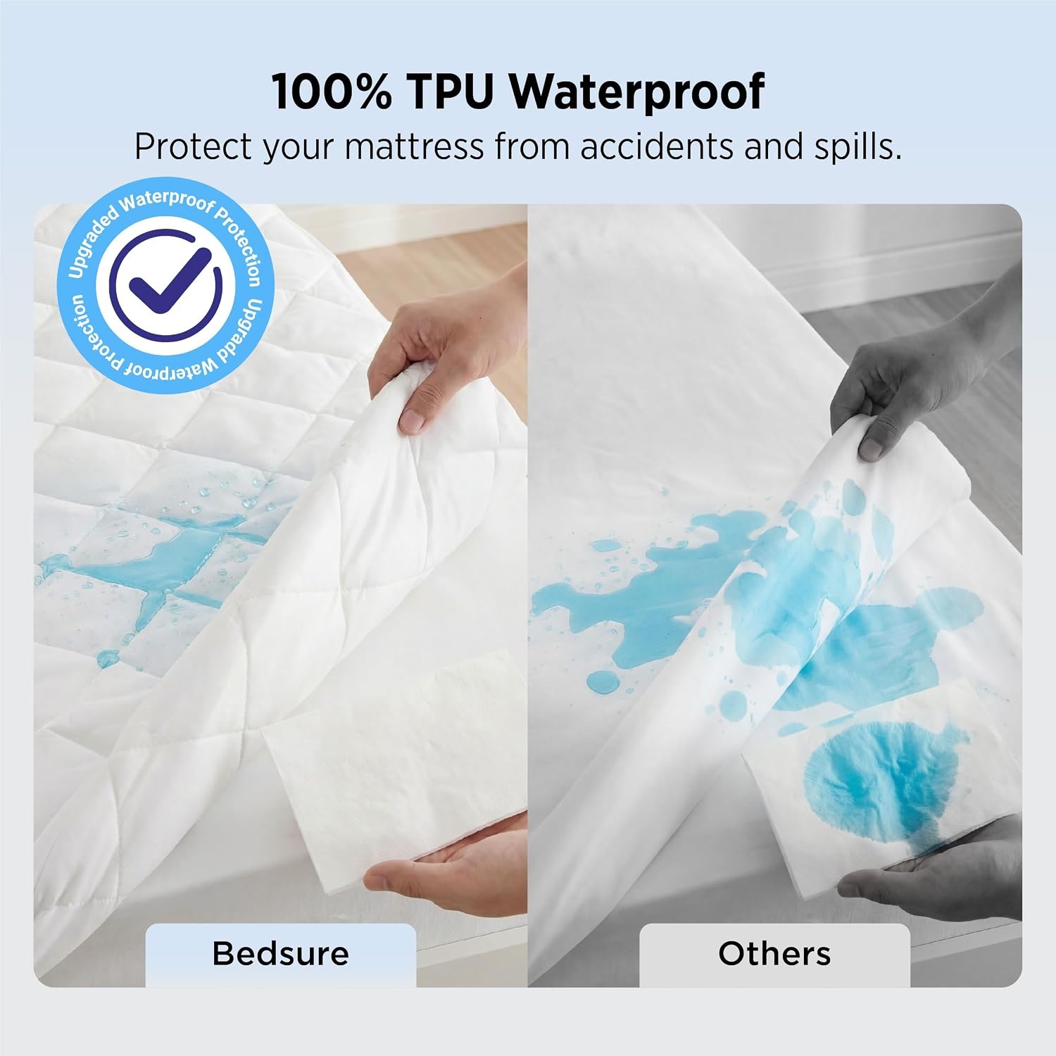 image:imageBedsure Queen Mattress Protector Quilted Waterproof Mattress Protector with Deep Pocket up to 22 Inches Soft Breathable Noiseless Bed Pad Topper Queen Bed Cover for Home Bedroom Hotel WhiteWhite