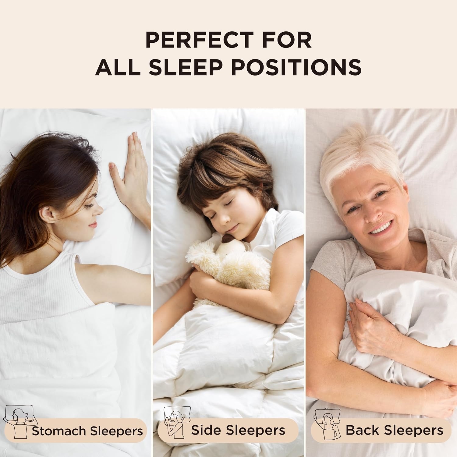 image:imageBedsure Queen Pillows Set of 2 Fluffy Bed Pillows for Sleeping Hotel Quality Diamond Quilted Design Gusseted Supportive Down Alternative Filling for Back Stomach Side Sleepers