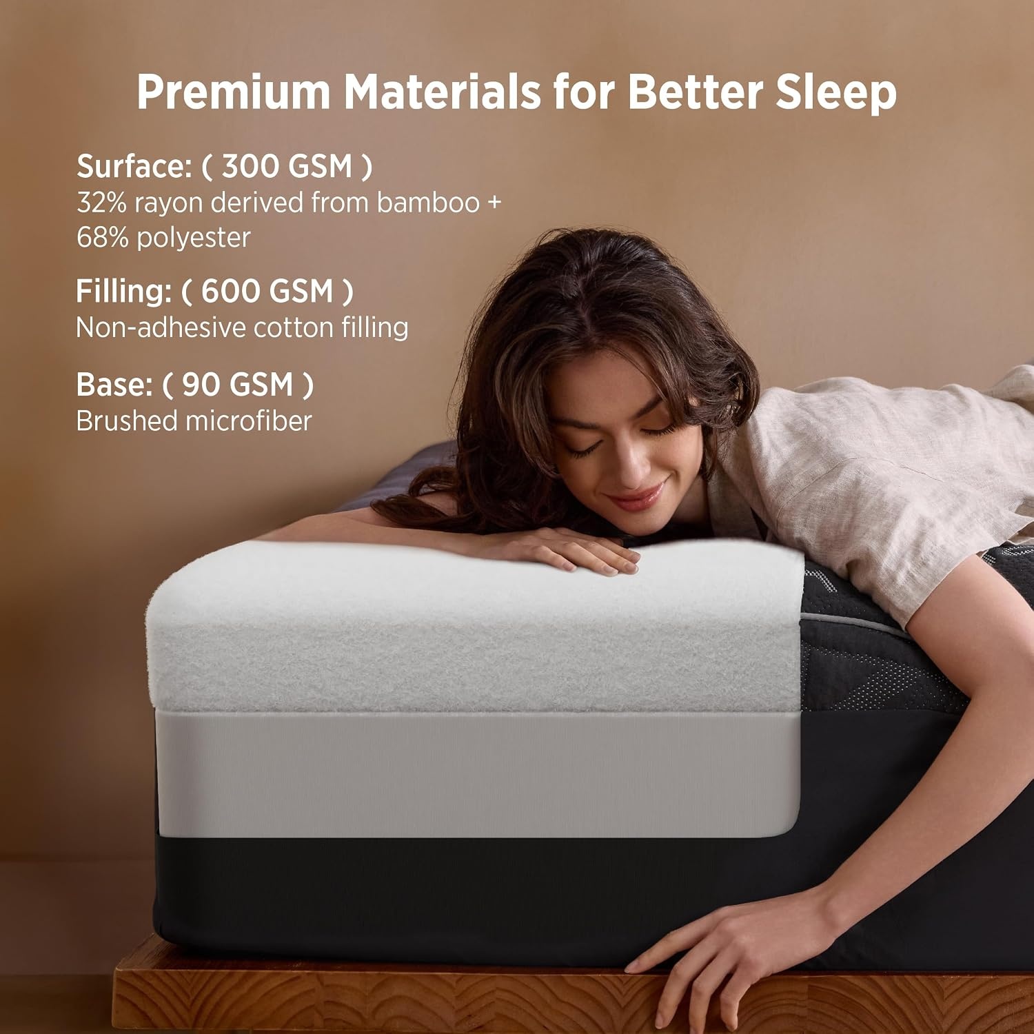 image:imageBedsure SingleLayer 2 Inch King Mattress Topper Viscose Made from Bamboo Mattress Topper Pad Breathable amp Pressure Relief Black