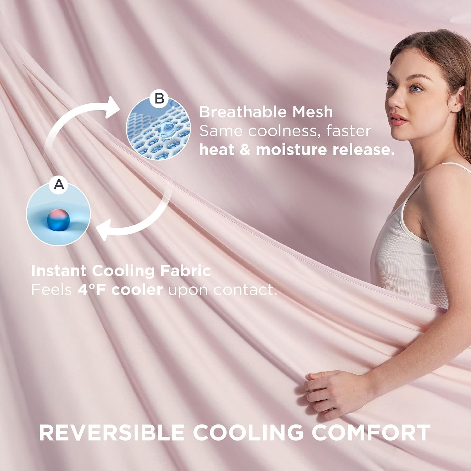 image:imageBedsure Summer Cooling Blanket Queen Size for Hot Sleepers with Sports Mesh Design ArcChill QMax 04 Lightweight Breathable Ice Cold Blanket for Night Sweats 90 x 90 Inches Mesh GreyMesh Pink