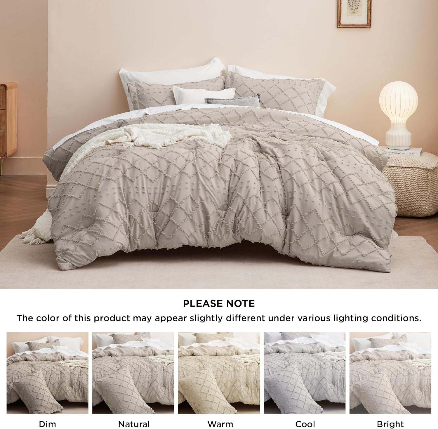 image:imageBedsure Twin XL Comforter Set  White Comforter Boho Tufted Distressed Vintage Bedding for Kids 2 Pieces FarmhouseStyle Bed Set for All Seasons Fluffy Soft Bedding with 1 Pillow Sham21  Linen