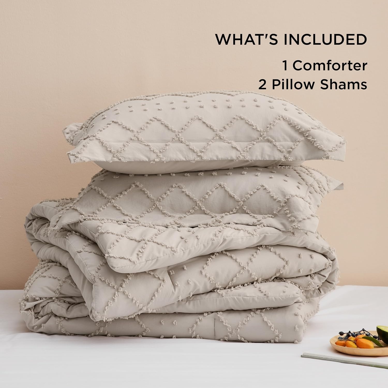 image:imageBedsure Twin XL Comforter Set  White Comforter Boho Tufted Distressed Vintage Bedding for Kids 2 Pieces FarmhouseStyle Bed Set for All Seasons Fluffy Soft Bedding with 1 Pillow Sham21  Linen