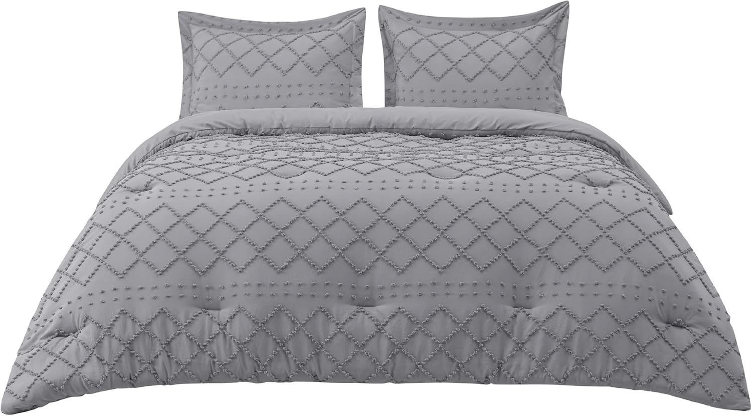 image:imageBedsure Twin XL Comforter Set  White Comforter Boho Tufted Distressed Vintage Bedding for Kids 2 Pieces FarmhouseStyle Bed Set for All Seasons Fluffy Soft Bedding with 1 Pillow Sham20  Grey