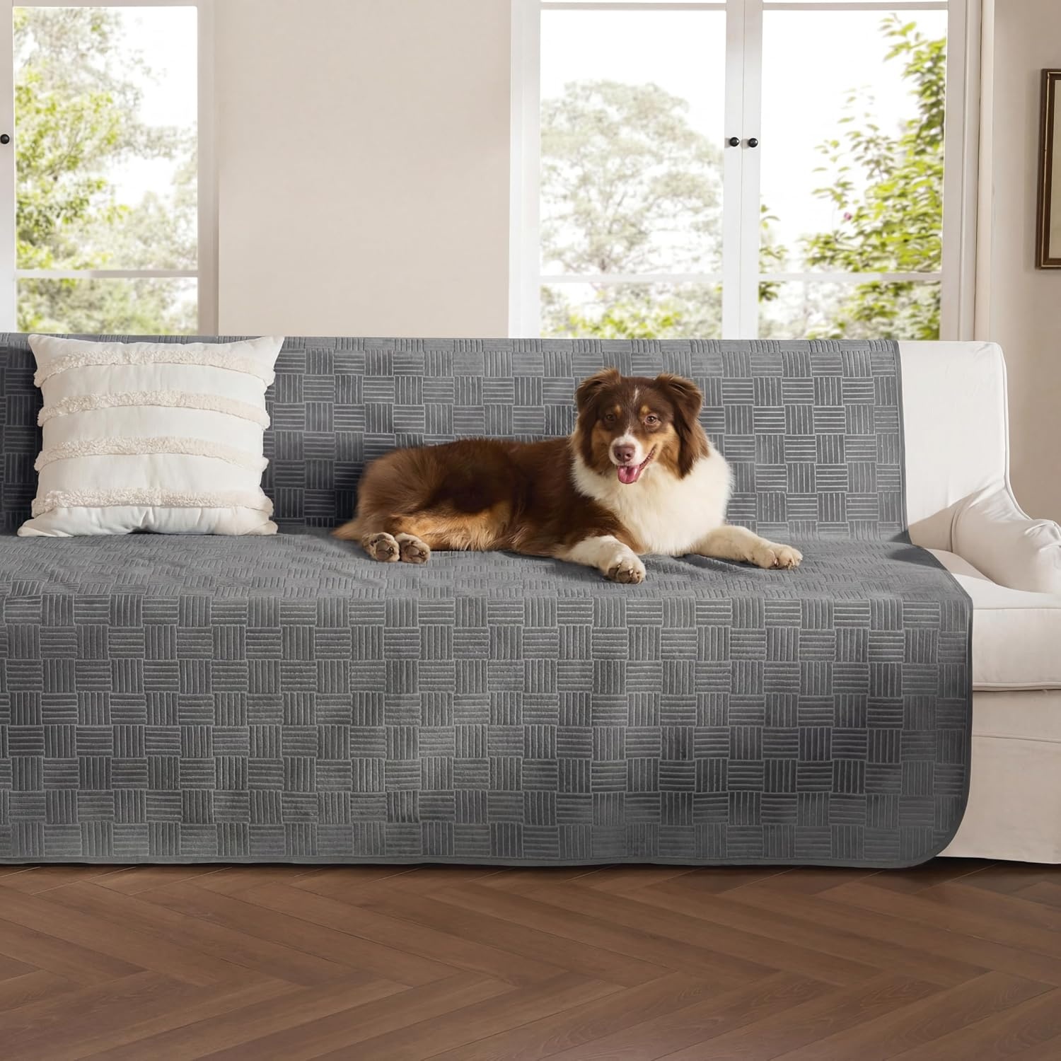 image:imageBedsure Waterproof Couch Cover for Sofa and Dogs Quick Drying 52x82IN Waterproof Blanket Washable for Large Dogs Couch Sofa Bed Cozy Lightweight Furniture Protector for Pet Cat Ash GreyAsh Grey