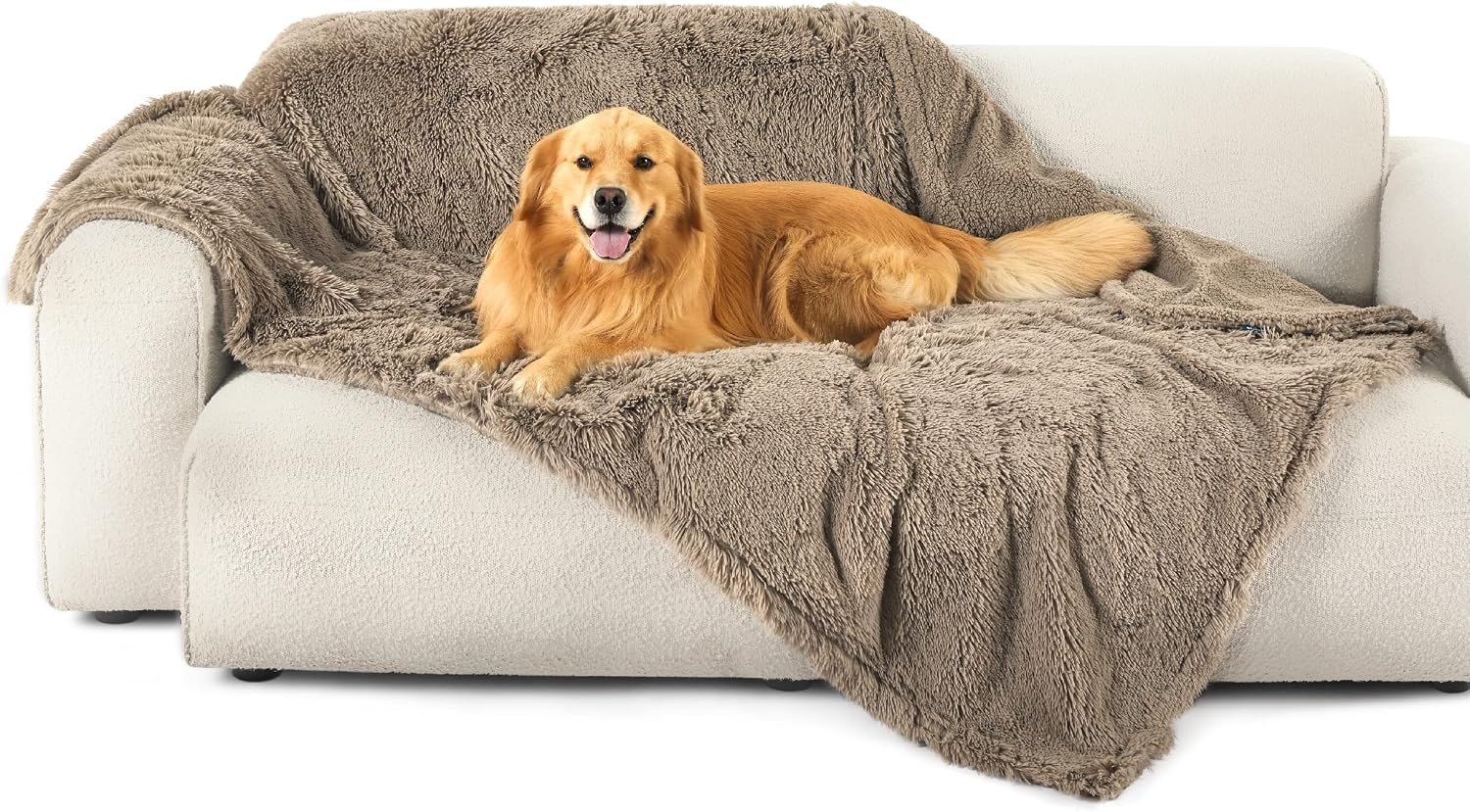 image:imageBedsure Waterproof Dog Blankets for Large Dogs Fluffy Faux Fur 6080 Plush Fuzzy Reversible Pet Blankets for Couch and Bed Soft Calming Throw Blanket Washable Dog Gift Twin SizeTiedye NavyLight Brown