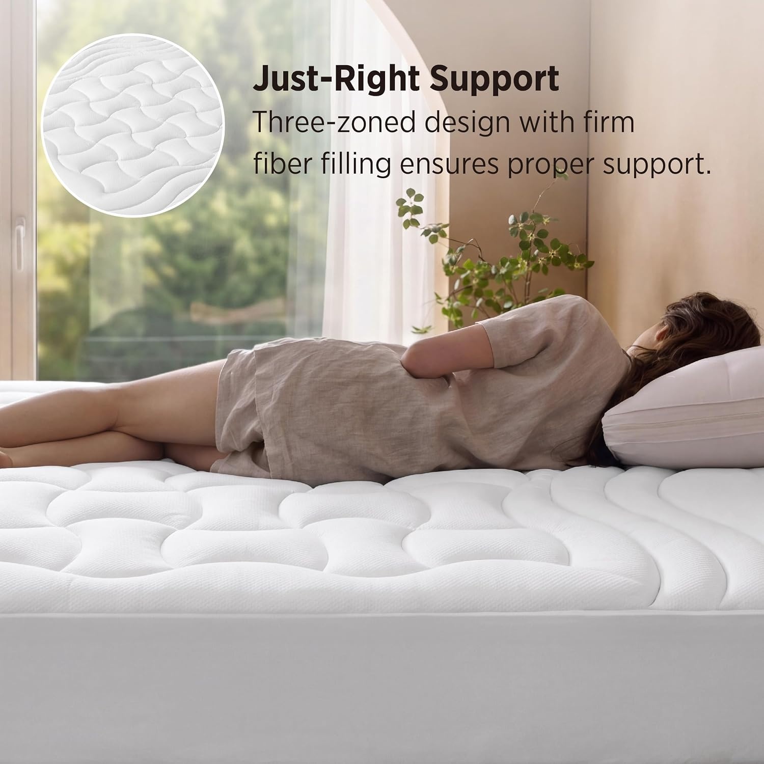 image:imageBedsure Waterproof Mattress Protector Queen Size Quilted Fitted Waterproof Mattress Pad Topper with 821 Inches Deep Pocket Noiseless Bed Cover Padded Machine WashableWhite 60x80 InchesWhite