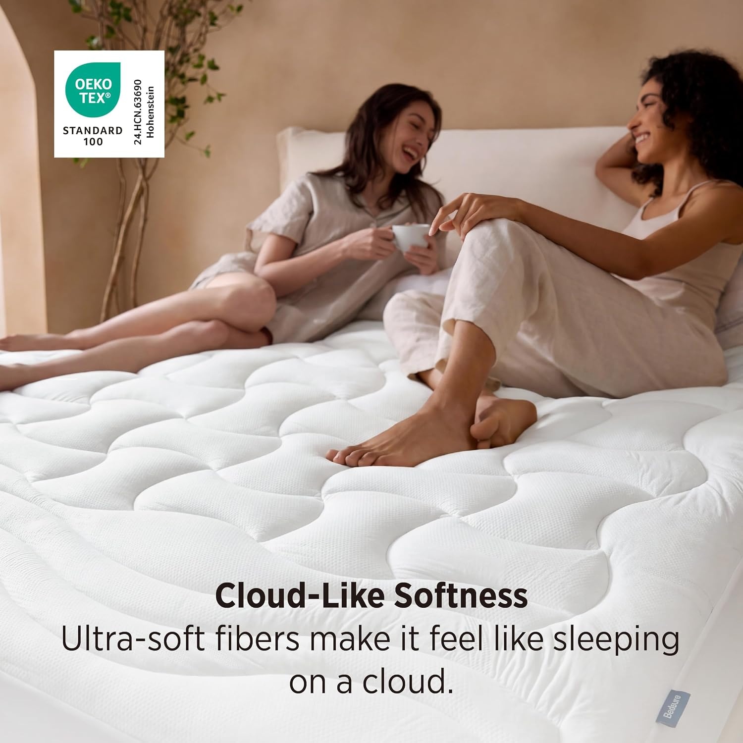 image:imageBedsure Waterproof Mattress Protector Queen Size Quilted Fitted Waterproof Mattress Pad Topper with 821 Inches Deep Pocket Noiseless Bed Cover Padded Machine WashableWhite 60x80 InchesWhite