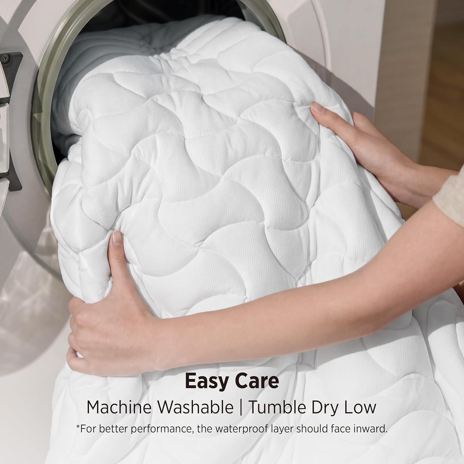image:imageBedsure Waterproof Mattress Protector Queen Size Quilted Fitted Waterproof Mattress Pad Topper with 821 Inches Deep Pocket Noiseless Bed Cover Padded Machine WashableWhite 60x80 InchesWhite