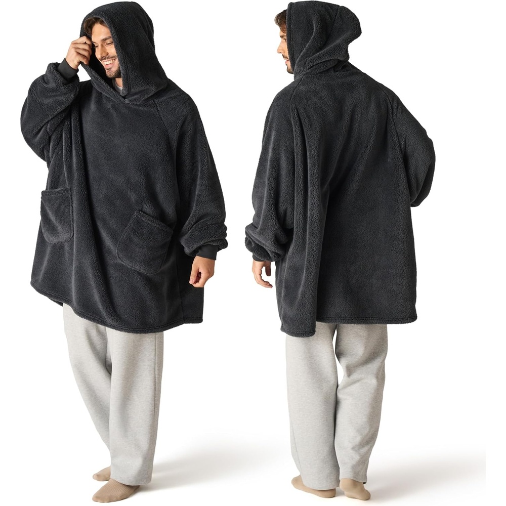 image:imageBedsure Blanket Hoodie Wearable Blanket Hoodie as Mothers Day Birthday Gifts for Women Men Mom Dad Warm Cozy Soft Sweatshirt Hooded Blankets With Sleeves for Adult Women Men CharcoalCharcoal