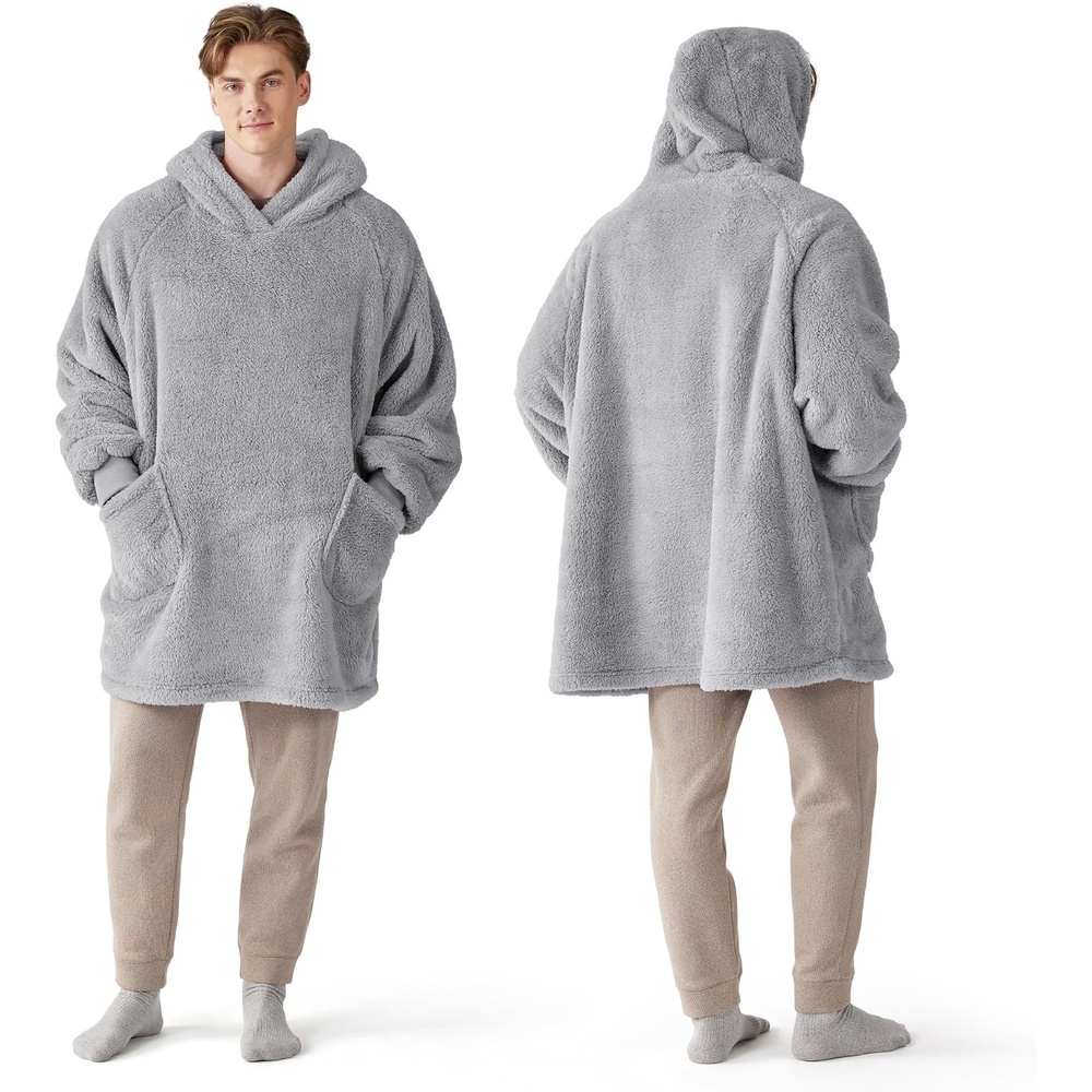 image:imageBedsure Blanket Hoodie Wearable Blanket Hoodie as Mothers Day Birthday Gifts for Women Men Mom Dad Warm Cozy Soft Sweatshirt Hooded Blankets With Sleeves for Adult Women Men CharcoalGrey