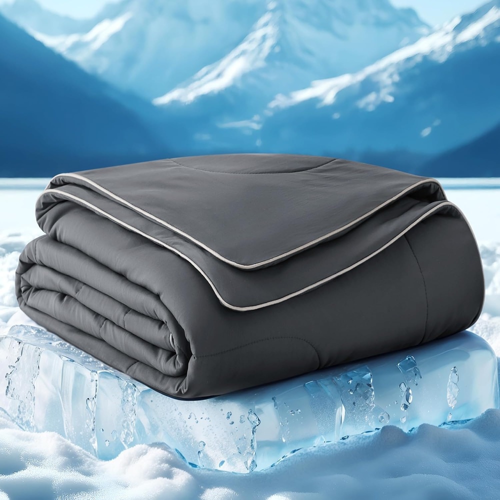 image:imageBedsure Cooling Blankets for Hot Sleepers  Cooling Comforter Lightweight Cold Summer Blanket for Night Sweats Ice Breathable Comforter for Couch Grey 50x60 InchesDark Grey