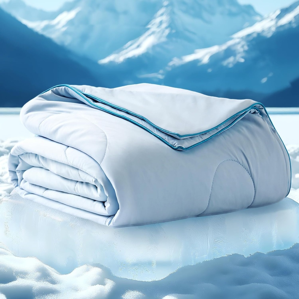 image:imageBedsure Cooling Blankets for Hot Sleepers Cooling Comforter Lightweight Cold Summer Blanket for Night Sweats Ice Breathable Comforter for Couch Grey 50x60 InchesBlue