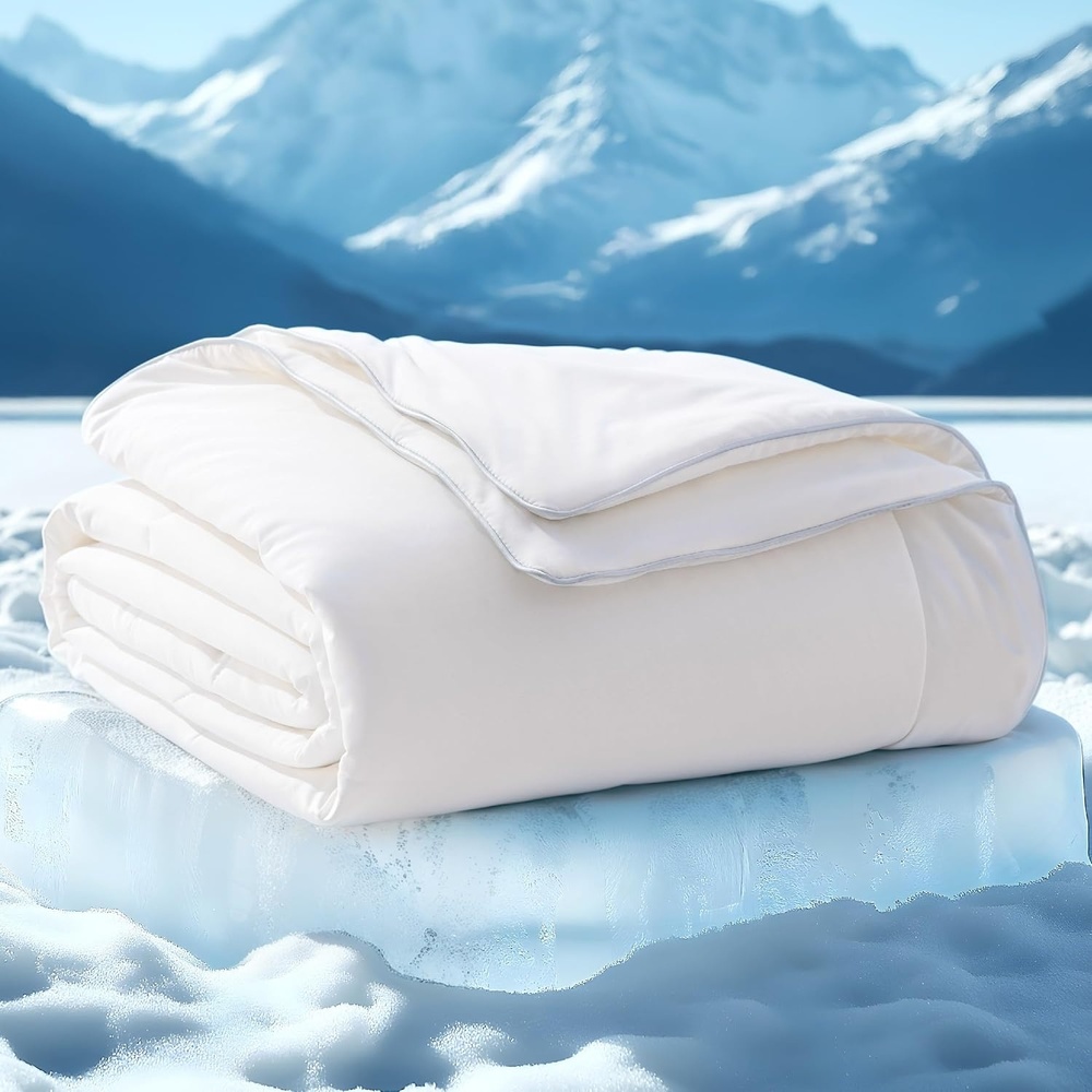 image:imageBedsure Cooling Blankets for Hot Sleepers Cooling Comforter Lightweight Cold Summer Blanket for Night Sweats Ice Breathable Comforter for Couch Grey 50x60 InchesWhite