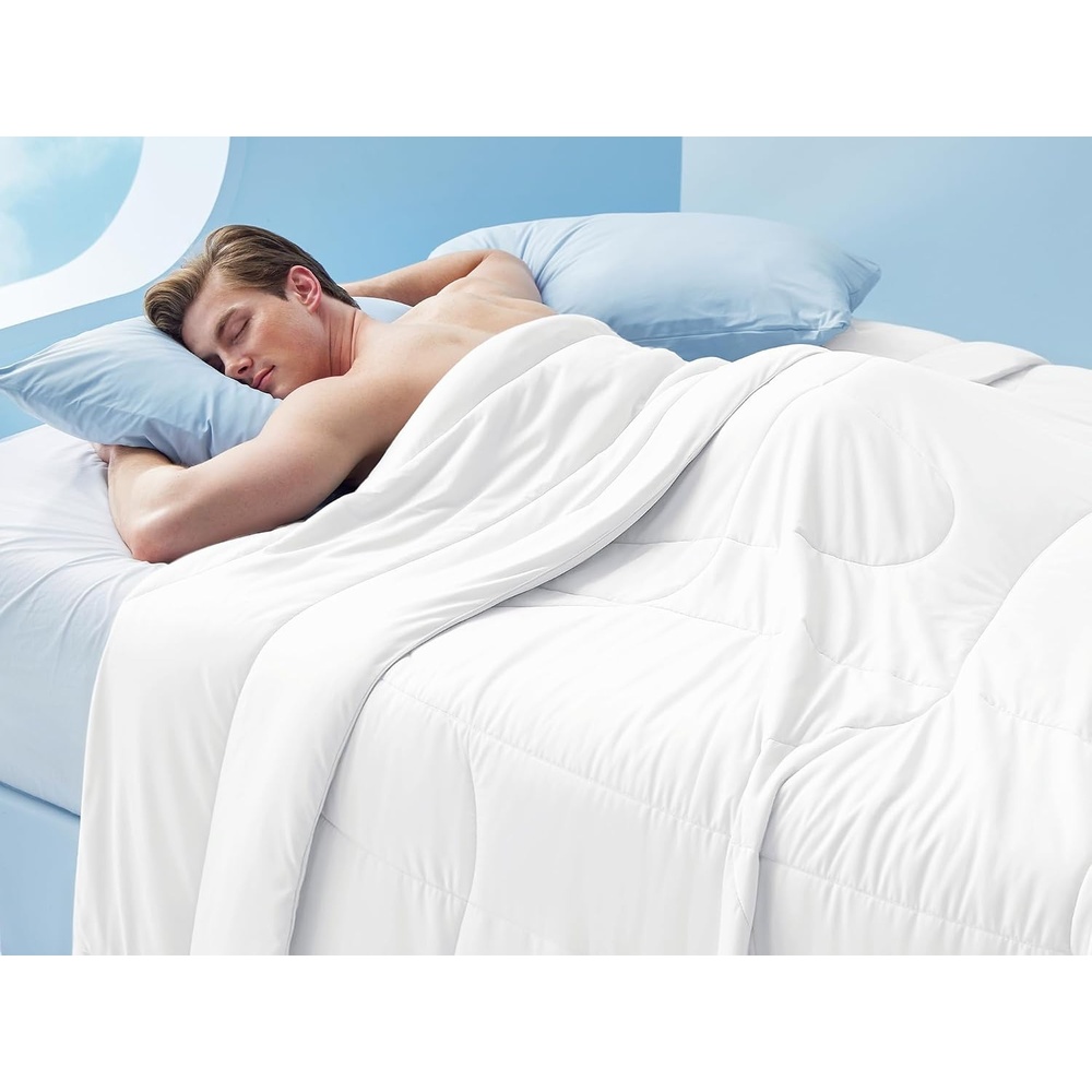 image:imageBedsure Cooling Comforter King Size Cooling Blankets for Hot Sleepers Lightweight Comforter for Summer with DualSided Cool Tech Soft Breathable Cold Blanket for Sleeping White 102x90 InchesWhite