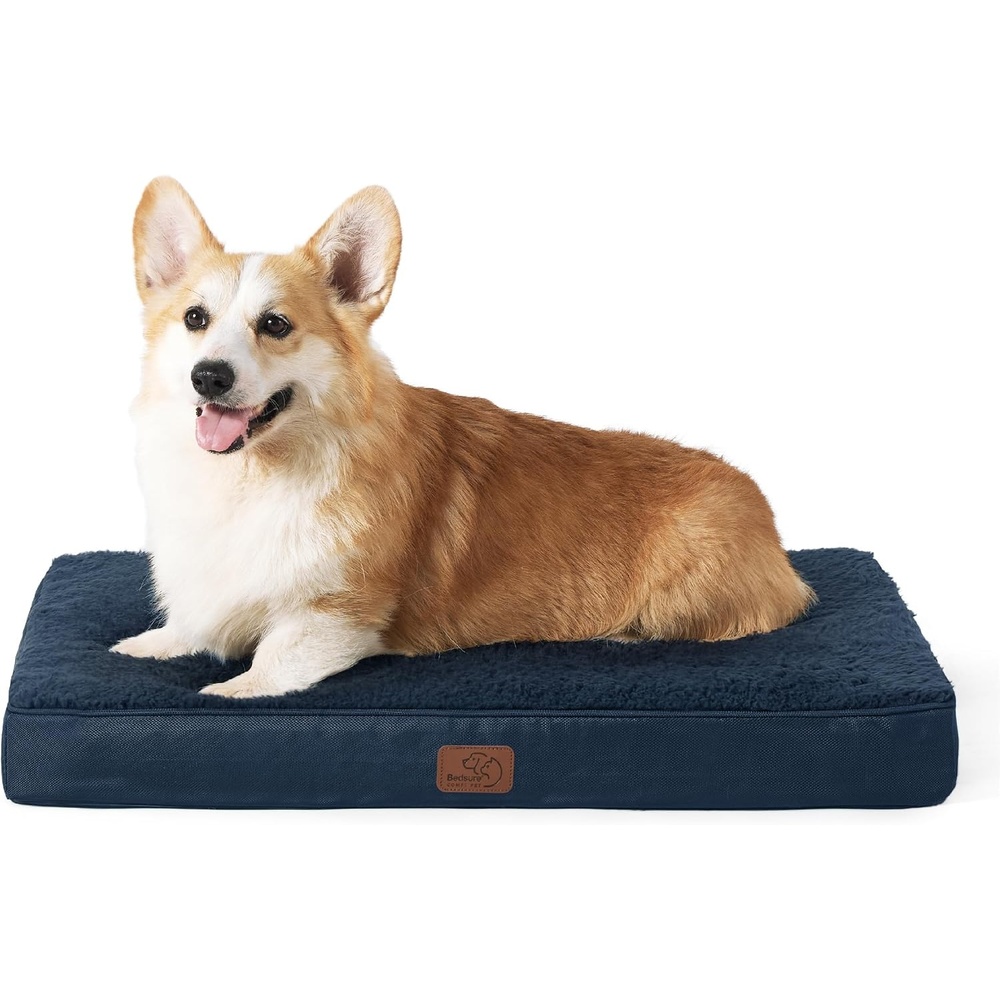 image:imageBedsure Cooling Dog Bed for Crate Large Breathable Pet Summer Bed 35 Inch Orthopedic Egg Crate Foam Cold Summer Pad Mat NonSlip Bottom Comfy Removable Washable Cover For Pets Up to 40 lbsAsh Navy