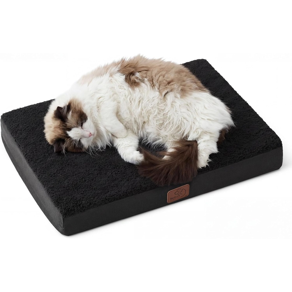 image:imageBedsure Cooling Dog Bed for Crate Large Breathable Pet Summer Bed 35 Inch Orthopedic Egg Crate Foam Cold Summer Pad Mat NonSlip Bottom Comfy Removable Washable Cover For Pets Up to 40 lbsBlack